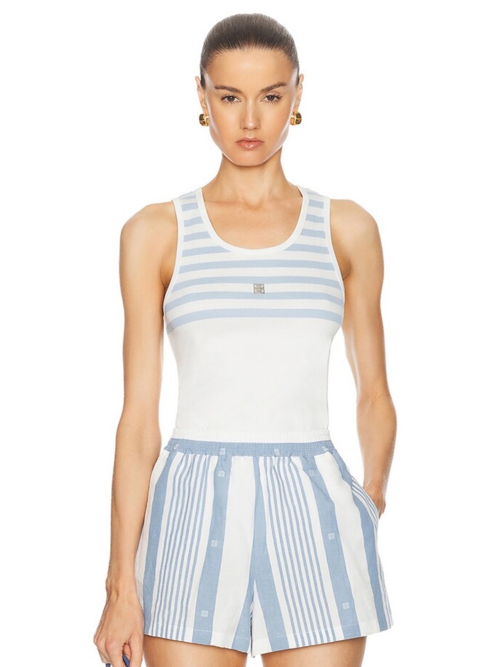 Givenchy blue striped tank top with logo embellishment